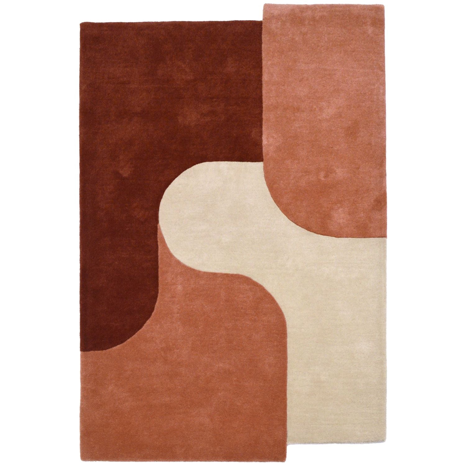 Tapis en laine de couleur rouille, cuivré et terracotta
