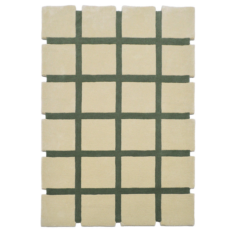 Tapis Damier crème et vert sauge