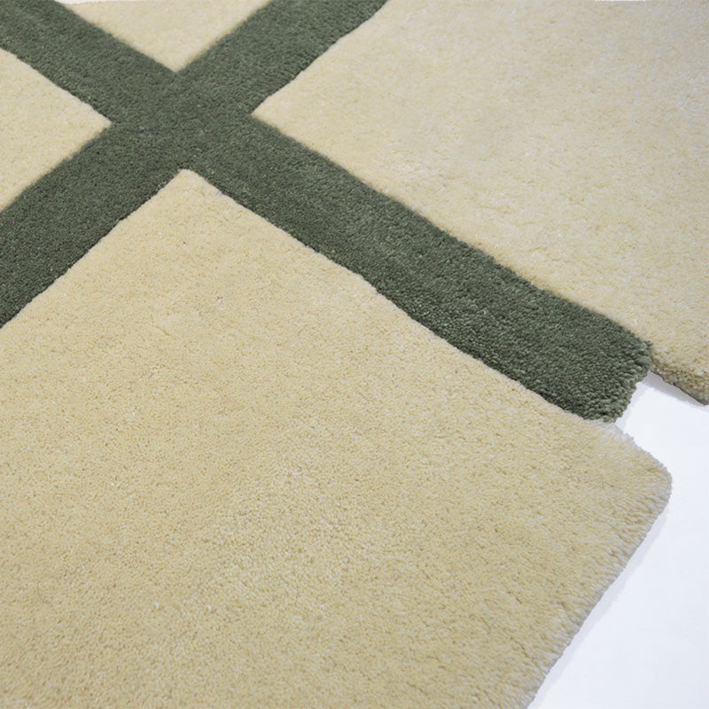 Tapis Damier crème et vert sauge